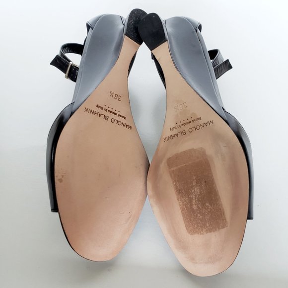 Manolo Blahnik Black Demi-wedge Sandal Size M36.5 - Picture 14 of 16